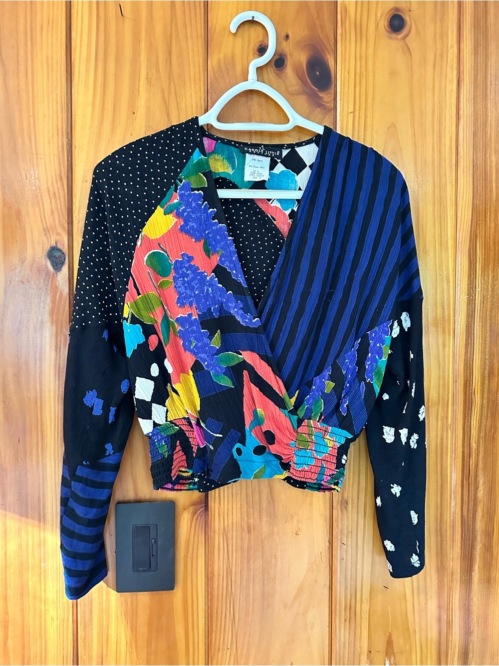 CAROLE LITTLE Colorful Floral Patchwork Wrap Top